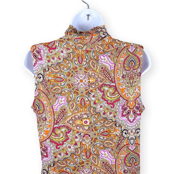 Philanthropy Paisley Multi Color High Low Hem Sleeveless Top L - Picture 4 of 9